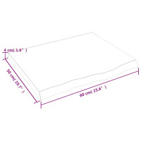 Produktbild för Bordsskiva mörkbrun 60x50x(2-4) cm behandlad massiv ek