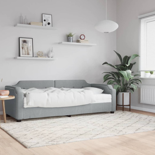 vidaXL Dagbädd med madrass ljusgrå 90x200 cm tyg - Sängar & Sängramar