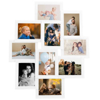 Produktbild för Fotoram för 10x(13x18 cm) bilder vit MDF