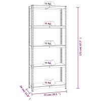 Produktbild för Förvaringshyllor 3st antracit stål & konstruerat trä 5 hyllplan