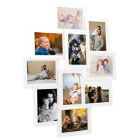Produktbild för Fotoram för 10x(10x15 cm) bilder vit MDF