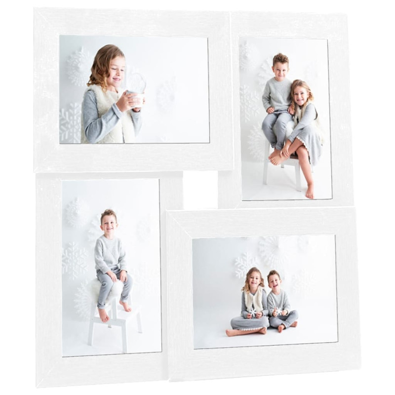 Produktbild för Fotoram för 4x(10x15 cm) bilder vit MDF