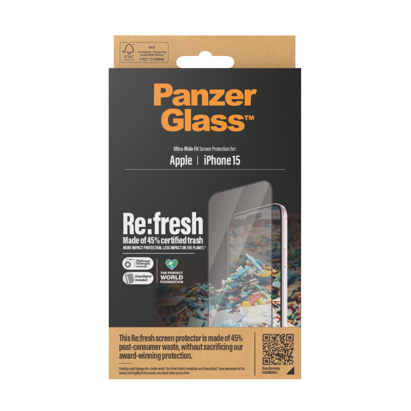 Produktbild för PanzerGlass UWF Refresh with 45% rec. Glas Genomskinligt skärmskydd Apple 1 styck