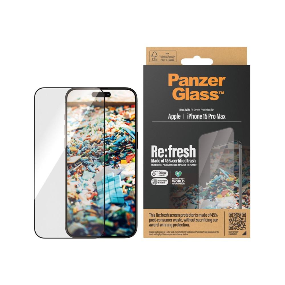Produktbild för PanzerGlass Re:fresh - skärmskydd för mobiltelefon - ultrabred passning med EasyAligner