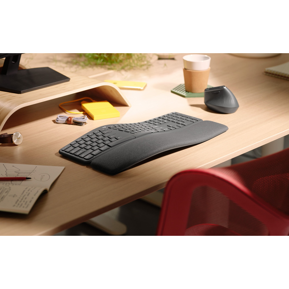 Produktbild för Logitech Ergo K860 tangentbord Trådlös RF + Bluetooth QWERTY Nordic grafit