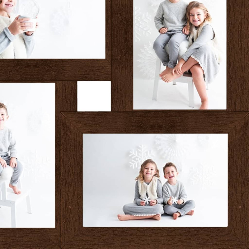 Produktbild för Fotoram för 4x(13x18 cm) bilder mörkbrun MDF