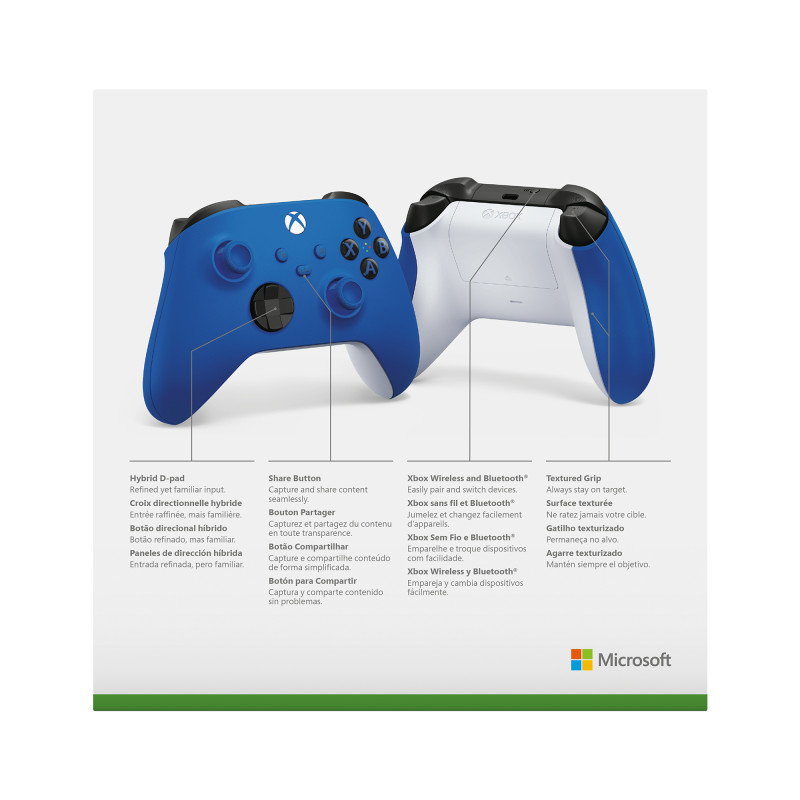 Produktbild för Microsoft Xbox Wireless Controller Blå, Vit Bluetooth/USB Spelplatta Analog / Digital Android, PC, Xbox One, Xbox One S, Xbox One X, Xbox Series S, Xbox Series X, iOS