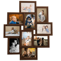 Produktbild för Fotoram för 10x(10x15 cm) bilder mörkbrun MDF