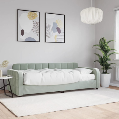 vidaXL Dagbädd med madrass ljusgrå 80x200 cm sammet - Sängar & Sängramar