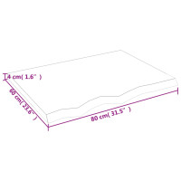 Produktbild för Bänkskiva för badrum 80x60x(2-4) cm obehandlat massivt trä