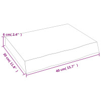 Produktbild för Bänkskiva för badrum 40x30x(2-6) cm obehandlat massivt trä