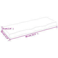 Produktbild för Bänkskiva för badrum 80x30x(2-6) cm obehandlat massivt trä