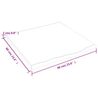 Produktbild för Bänkskiva för badrum 60x60x2 cm obehandlat massivt trä