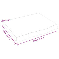 Produktbild för Bänkskiva för badrum 60x50x(2-6) cm obehandlat massivt trä