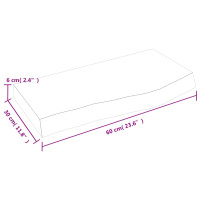 Produktbild för Bänkskiva för badrum 60x30x(2-6) cm obehandlat massivt trä