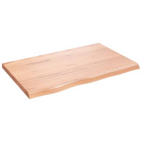 Produktbild för Bänkskiva badrum ljusbrun 80x50x(2-4) cm behandlat massivt trä
