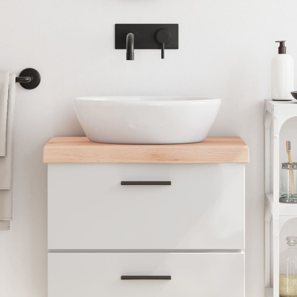 Produktbild för Bänkskiva för badrum 60x40x(2-6) cm obehandlat massivt trä