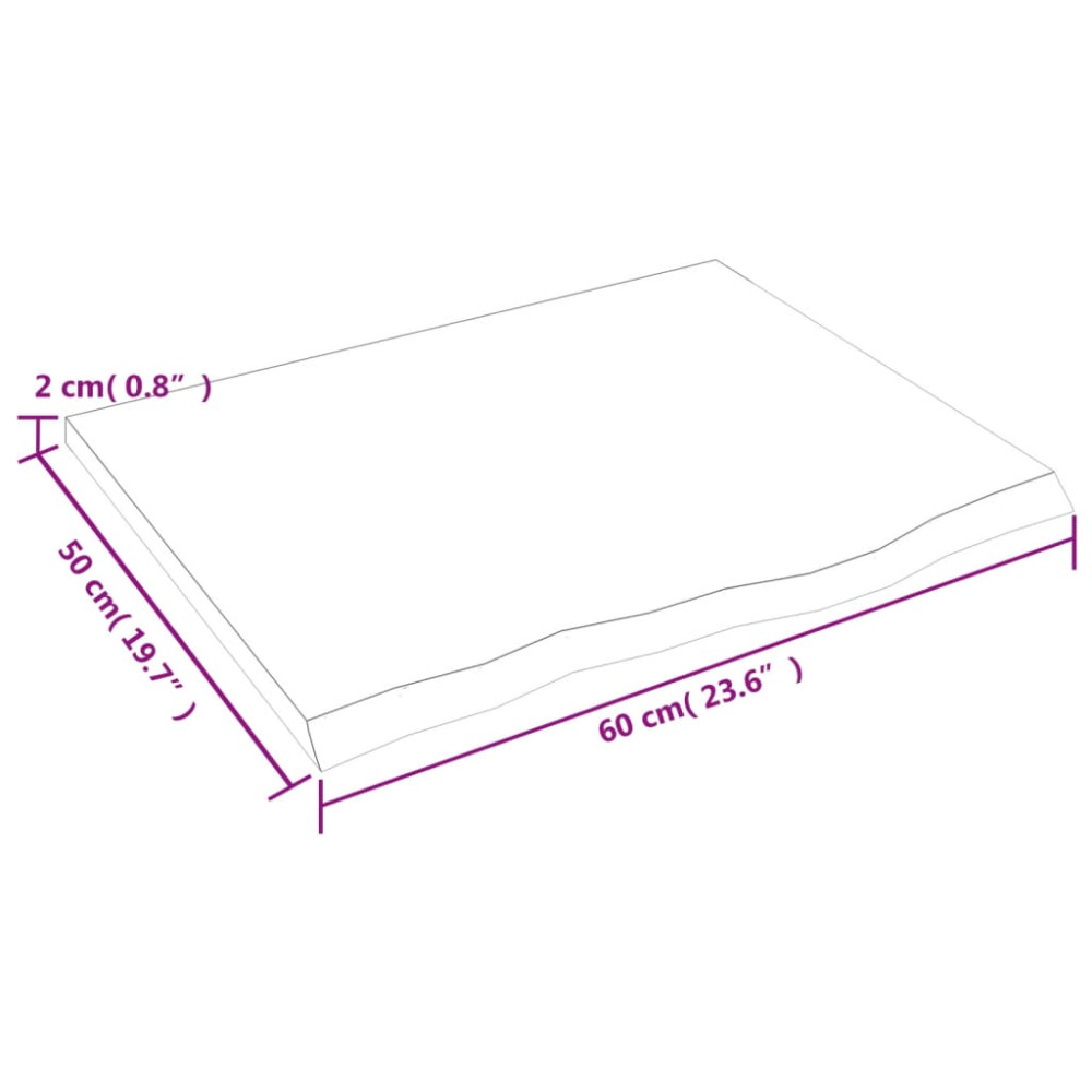 Produktbild för Bänkskiva för badrum 60x50x2 cm obehandlat massivt trä