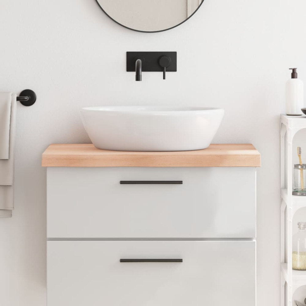 Produktbild för Bänkskiva för badrum 80x50x(2-6) cm obehandlat massivt trä