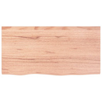 Miniatyr av produktbild för Bänkskiva badrum ljusbrun 80x40x(2-6) cm behandlat massivt trä