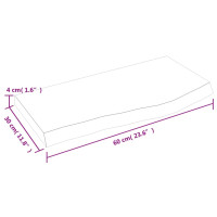 Produktbild för Bänkskiva för badrum 60x30x(2-4) cm obehandlat massivt trä