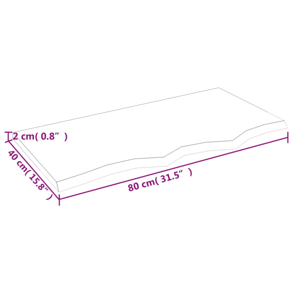 Produktbild för Bänkskiva badrum ljusbrun 80x40x2 cm behandlat massivt trä