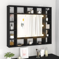 Produktbild för Spegelskåp med LED svart 91x15x76,5 cm