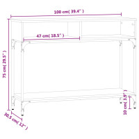 Produktbild för Avlastningsbord rökfärgad ek 100x30,5x75 cm konstruerat trä