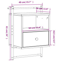 Miniatyr av produktbild för Sängbord väggmonterat rökfärgad ek 40x30x61 cm konstruerat trä