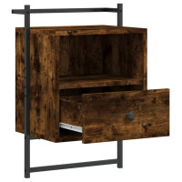 Produktbild för Sängbord väggmonterat 2 st rökig ek 40x30x61 cm konstruerat trä