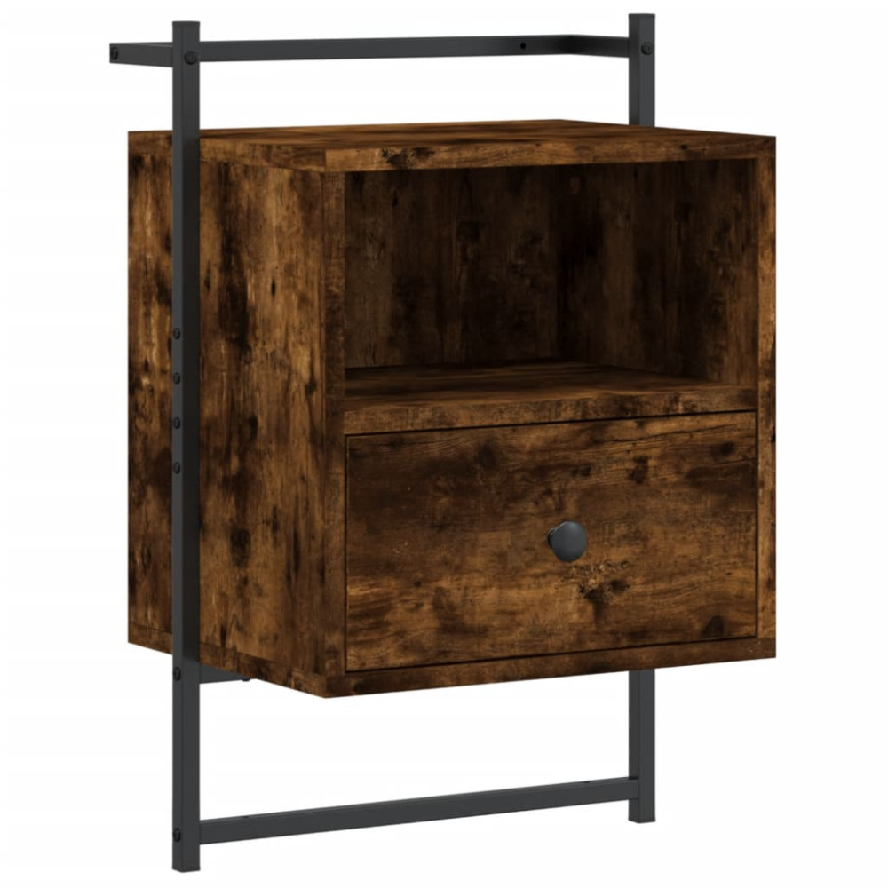 Produktbild för Sängbord väggmonterat 2 st rökig ek 40x30x61 cm konstruerat trä