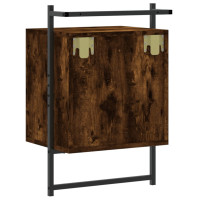 Produktbild för Sängbord väggmonterat 2 st rökig ek 40x30x61 cm konstruerat trä