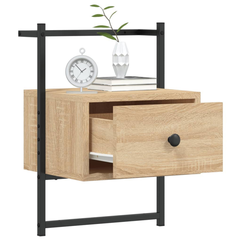 Produktbild för Sängbord väggmonterat sonoma-ek 35x30x51 cm konstruerat trä