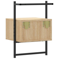 Miniatyr av produktbild för Sängbord väggmonterat sonoma-ek 35x30x51 cm konstruerat trä