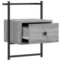 Miniatyr av produktbild för Sängbord väggmonterat grå sonoma 35x30x51 cm konstruerat trä