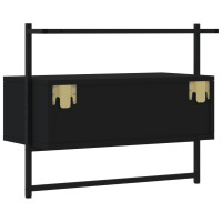 Produktbild för Väggmonterad tv-bänk svart 60,5x30x51 cm konstruerat trä