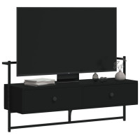 Miniatyr av produktbild för Väggmonterad tv-bänk svart 100,5x30x51 cm konstruerat trä