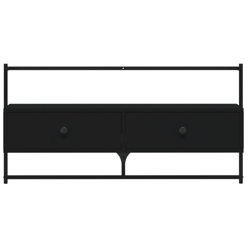 Produktbild för Väggmonterad tv-bänk svart 100,5x30x51 cm konstruerat trä