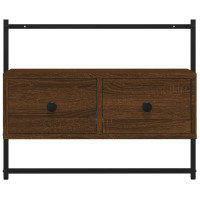 Produktbild för Väggmonterad tv-bänk brun ek 60,5x30x51 cm konstruerat trä