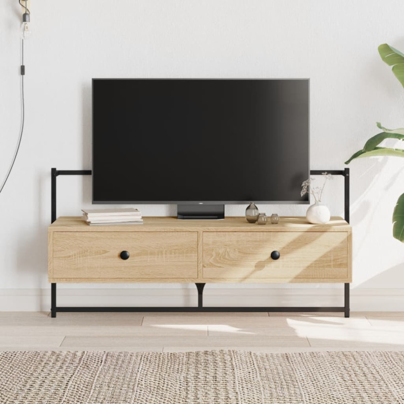 Produktbild för Väggmonterad tv-bänk sonoma-ek 100,5x30x51 cm konstruerat trä