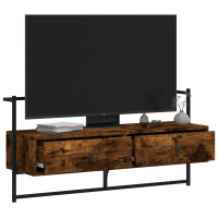 Produktbild för Väggmonterad tv-bänk rökfärgad ek 100,5x30x51cm konstruerat trä