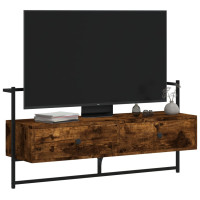 Produktbild för Väggmonterad tv-bänk rökfärgad ek 100,5x30x51cm konstruerat trä