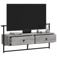 Miniatyr av produktbild för Väggmonterad tv-bänk grå sonoma 100,5x30x51 cm konstruerat trä