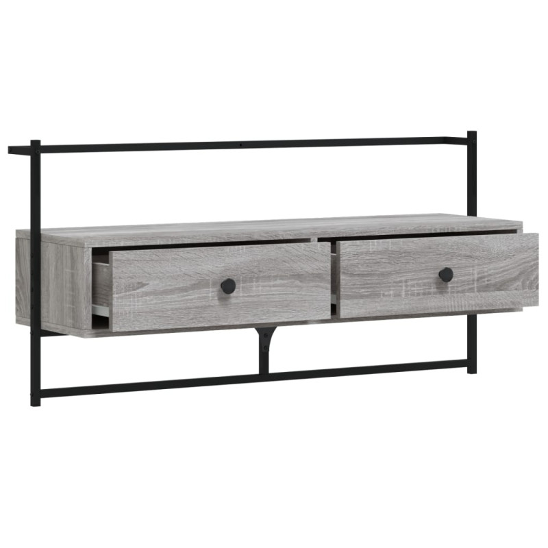 Produktbild för Väggmonterad tv-bänk grå sonoma 100,5x30x51 cm konstruerat trä