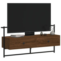 Miniatyr av produktbild för Väggmonterad tv-bänk brun ek 100,5x30x51 cm konstruerat trä