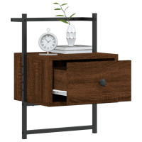 Miniatyr av produktbild för Sängbord väggmonterat 2 st brun ek 35x30x51 cm konstruerat trä