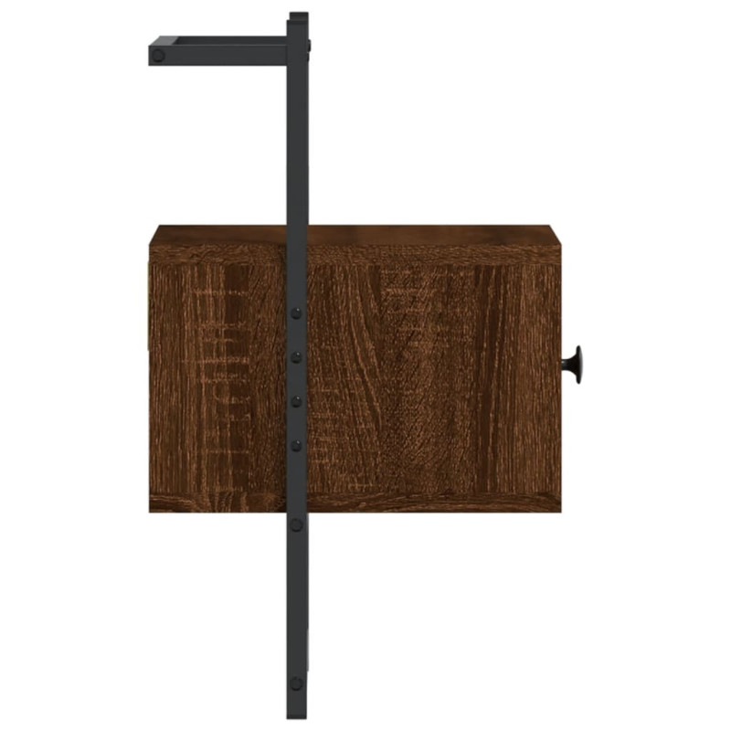Produktbild för Sängbord väggmonterat 2 st brun ek 35x30x51 cm konstruerat trä