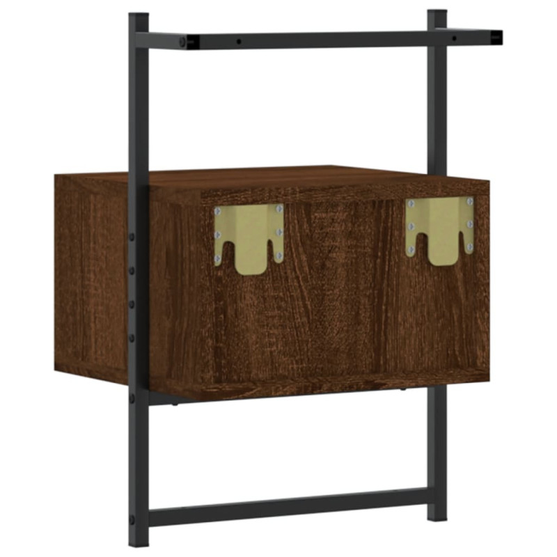 Produktbild för Sängbord väggmonterat 2 st brun ek 35x30x51 cm konstruerat trä