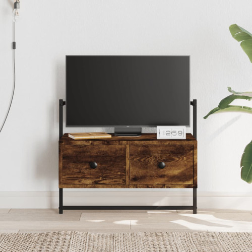 vidaXL Väggmonterad tv-bänk rökfärgad ek 60,5x30x51 cm konstruerat trä