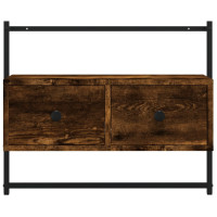 Produktbild för Väggmonterad tv-bänk rökfärgad ek 60,5x30x51 cm konstruerat trä